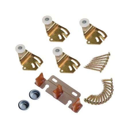 Johnson Hardware Johnson Hardware 5001299 Brass-Plated Brown & White Metal By-Pass Part Set 5001299